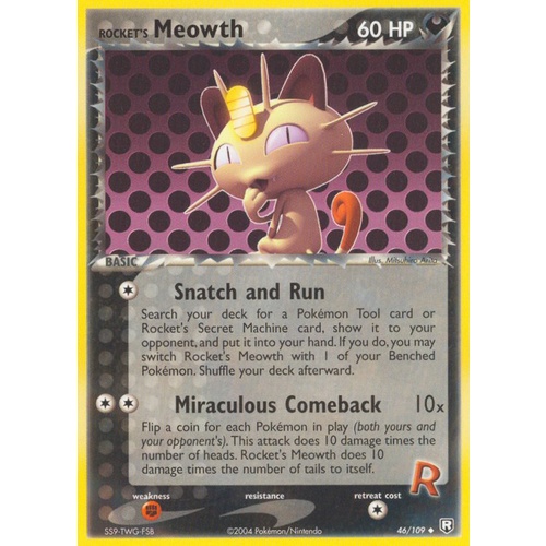Rocket's Meowth 46/109 EX Team Rocket Returns Uncommon Pokemon Card NEAR MINT TCG