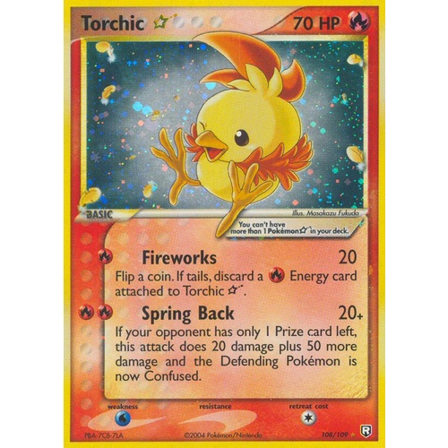 Torchic Gold Star 108/109 EX Team Rocket Returns Holo Ultra Rare Pokemon Card NEAR MINT TCG
