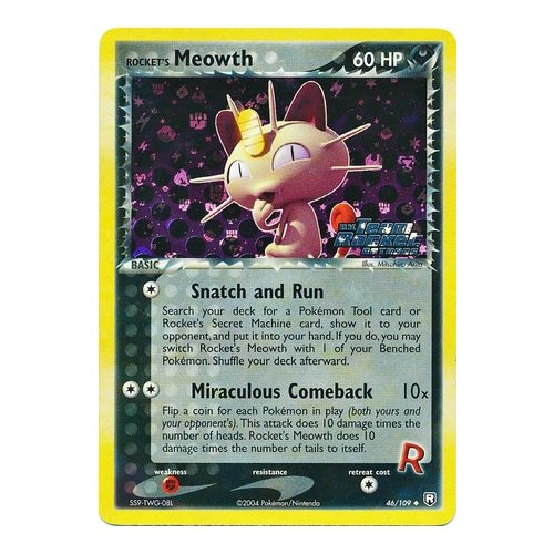 Rocket's Meowth 46/109 EX Team Rocket Returns Reverse Holo Uncommon Pokemon Card NEAR MINT TCG