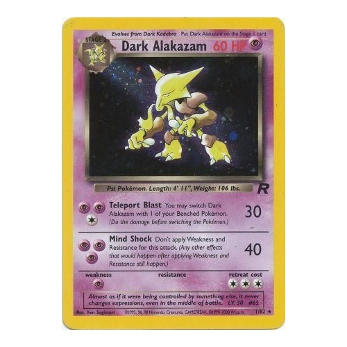 Dark Alakazam 1/82 Team Rocket Unlimited Holo Rare Pokemon Card NEAR MINT TCG