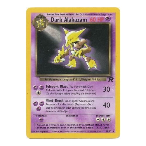 Dark Alakazam 18/82 Team Rocket Unlimited Rare Pokemon Card NEAR MINT TCG