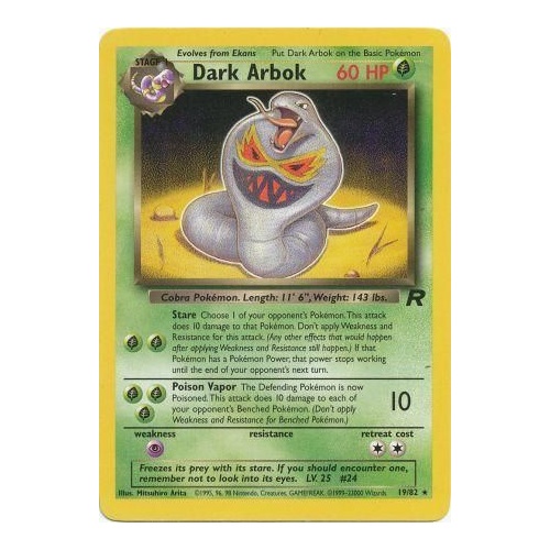 Dark Arbok 19/82 Team Rocket Unlimited Rare Pokemon Card NEAR MINT TCG