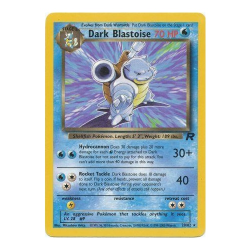 Dark Blastoise 20/82 Team Rocket Unlimited Rare Pokemon Card NEAR MINT TCG