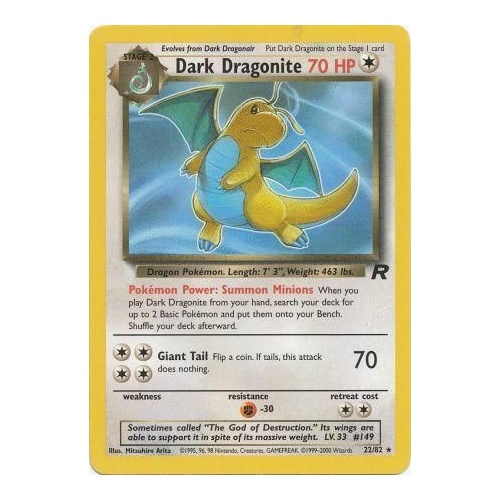 Dark Dragonite 22/82 Team Rocket Unlimited Rare Pokemon Card NEAR MINT TCG