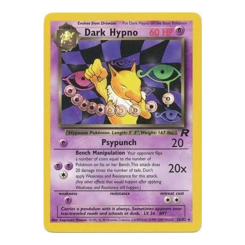 Dark Hypno 26/82 Team Rocket Unlimited Rare Pokemon Card NEAR MINT TCG