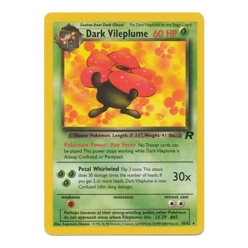 Dark Vileplume 30/82 Team Rocket Unlimited Rare Pokemon Card NEAR MINT TCG