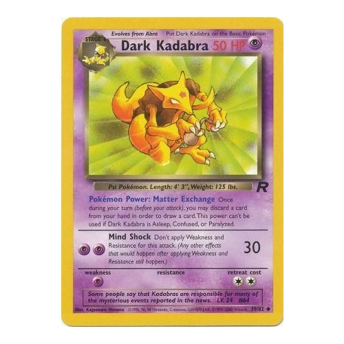 Dark Kadabra 39/82 Team Rocket Unlimited Uncommon Pokemon Card NEAR MINT TCG