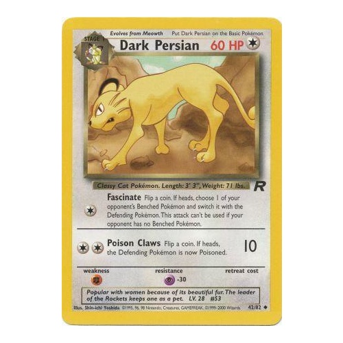 Dark Persian 42/82 Team Rocket Unlimited Uncommon Pokemon Card NEAR MINT TCG