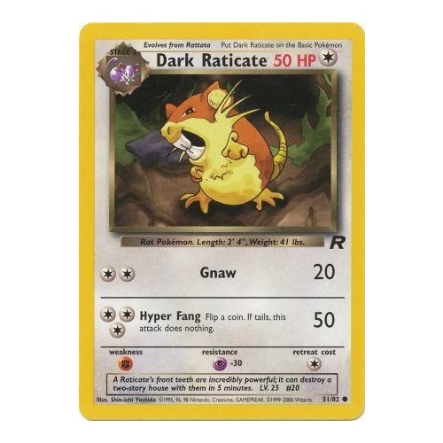 Dark Raticate 51/82 Team Rocket Unlimited Common Pokemon Card NEAR MINT TCG
