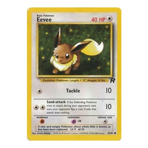 Eevee 55/82 Team Rocket Unlimited Common Pokemon Card NEAR MINT TCG