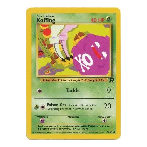 Koffing 58/82 Team Rocket Unlimited Common Pokemon Card NEAR MINT TCG