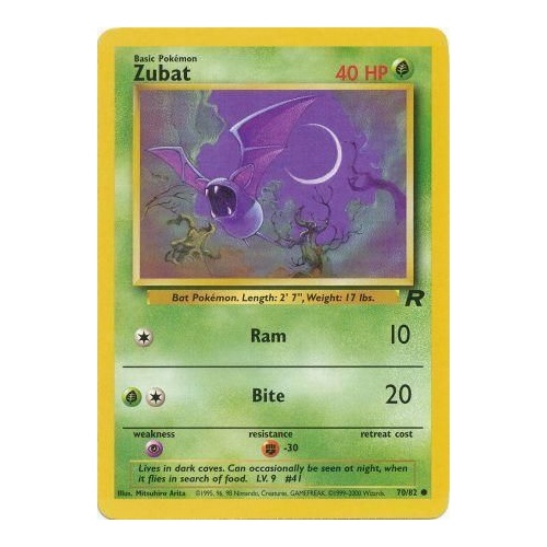 Zubat 70/82 Team Rocket Unlimited Common Pokemon Card NEAR MINT TCG