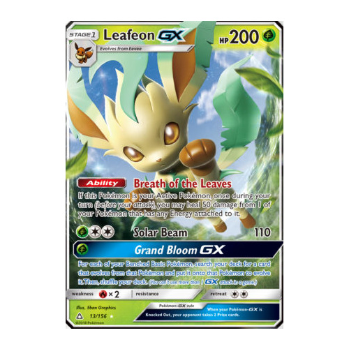 Leafeon GX 13/156 SM Ultra Prism Holo Ultra Rare Pokemon Card NEAR MINT TCG