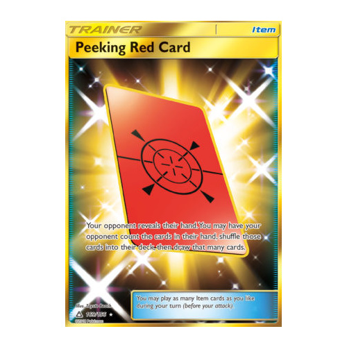 Peeking Red Card 169/156 SM Ultra Prism Holo Secret Rare Full Art Pokemon Card NEAR MINT TCG
