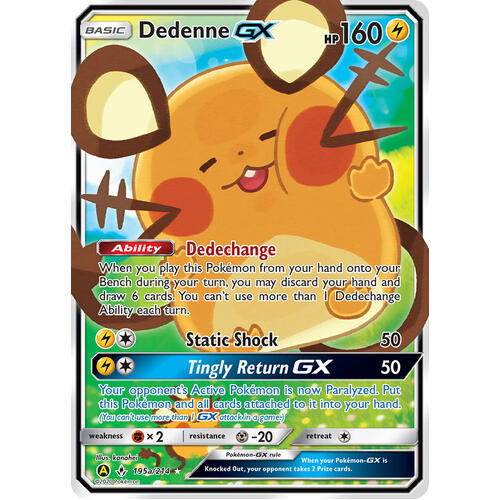 Dedenne GX 195a/214 SM Unbroken Bonds Holo Ultra Rare Full Art Pokemon Card NEAR MINT TCG