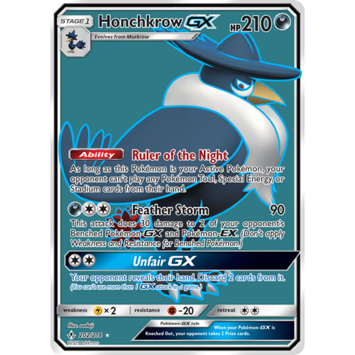 Honchkrow GX 202/214 SM Unbroken Bonds Holo Ultra Rare Full Art Pokemon Card NEAR MINT TCG