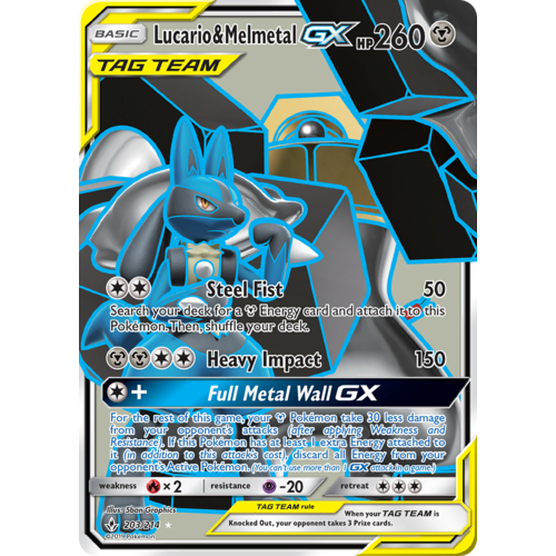 Lucario & Melmetal GX 203/214 SM Unbroken Bonds Holo Ultra Rare Full Art Pokemon Card NEAR MINT TCG