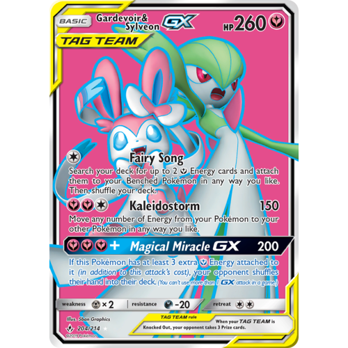 Gardevoir & Sylveon GX 204/214 SM Unbroken Bonds Holo Ultra Rare Full Art Pokemon Card NEAR MINT TCG