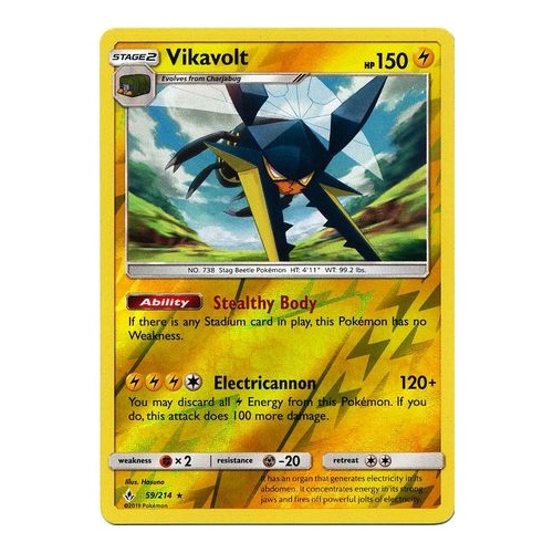 Reverse Holo Rare Pokemon Card Mint Vikavolt 59//214 Unbroken Bonds