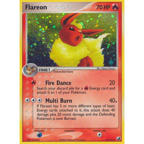 Flareon 5/115 EX Unseen Forces Holo Rare Pokemon Card NEAR MINT TCG