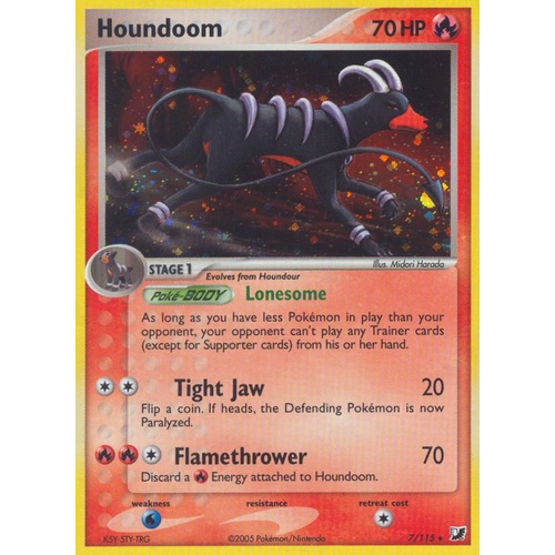 Houndoom 7/115 EX Unseen Forces Holo Rare Pokemon Card NEAR MINT TCG