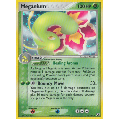 Meganium 9/115 EX Unseen Forces Holo Rare Pokemon Card NEAR MINT TCG