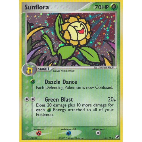 Sunflora 16/115 EX Unseen Forces Holo Rare Pokemon Card NEAR MINT TCG