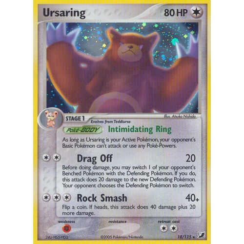 Ursaring 18/115 EX Unseen Forces Holo Rare Pokemon Card NEAR MINT TCG