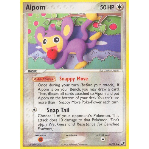 Aipom 34/115 EX Unseen Forces Uncommon Pokemon Card NEAR MINT TCG