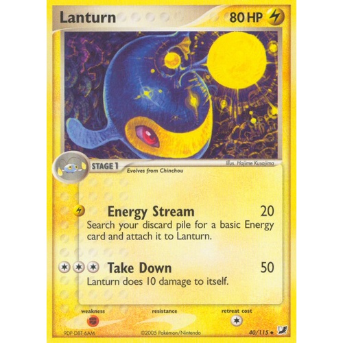 Lanturn 40/115 EX Unseen Forces Uncommon Pokemon Card NEAR MINT TCG