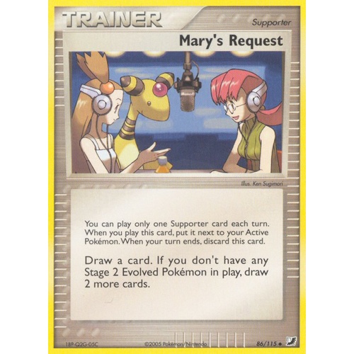 Mary's Request 86/115 EX Unseen Forces Uncommon Trainer Pokemon Card NEAR MINT TCG