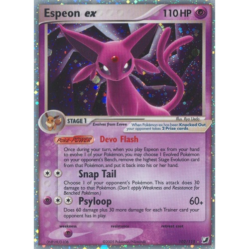 Espeon ex 102/115 EX Unseen Forces Holo Ultra Rare Pokemon Card NEAR MINT TCG