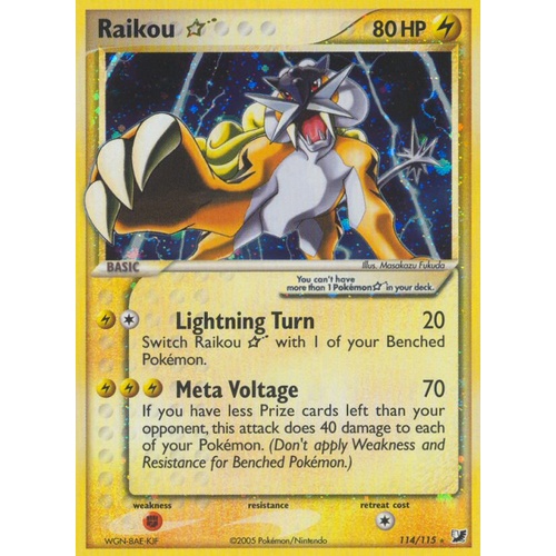 Raikou Gold Star 114/115 EX Unseen Forces Holo Ultra Rare Pokemon Card NEAR MINT TCG