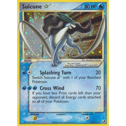MODERATELY PLAYED Suicune Gold Star 115 115/115 EX Unseen Forces Holo Ultra Rare Pokemon Card TCG