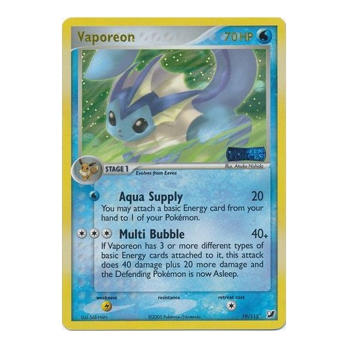 Vaporeon 19/115 EX Unseen Forces Reverse Holo Rare Pokemon Card NEAR MINT TCG