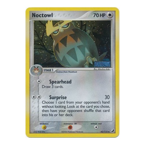 Noctowl 43/115 EX Unseen Forces Reverse Holo Uncommon Pokemon Card NEAR MINT TCG