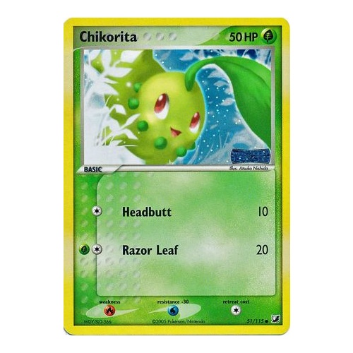 Chikorita 51/115 EX Unseen Forces Reverse Holo Common Pokemon Card NEAR MINT TCG