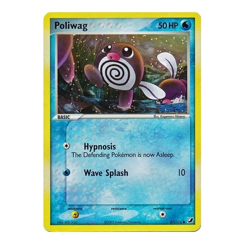 Poliwag 67/115 EX Unseen Forces Reverse Holo Common Pokemon Card NEAR MINT TCG