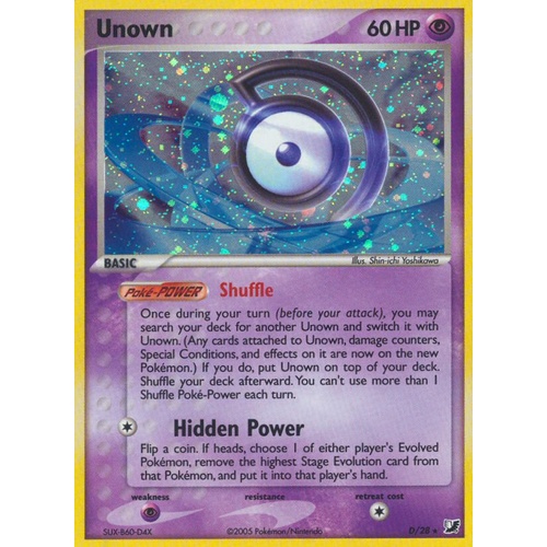 Unown D D/28 EX Unseen Forces Unown Collection Holo Rare Pokemon Card NEAR MINT TCG