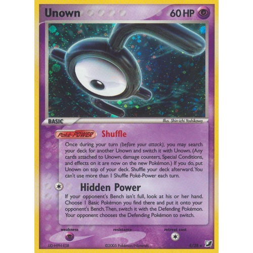 Unown E E/28 EX Unseen Forces Unown Collection Holo Rare Pokemon Card NEAR MINT TCG