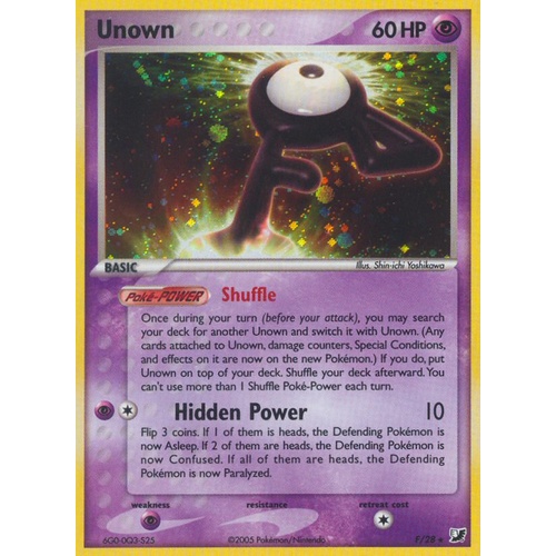 Unown F F/28 EX Unseen Forces Unown Collection Holo Rare Pokemon Card NEAR MINT TCG