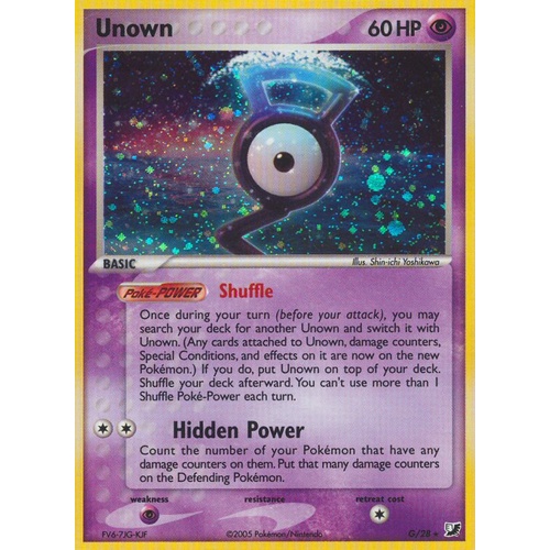 Unown G G/28 EX Unseen Forces Unown Collection Holo Rare Pokemon Card NEAR MINT TCG