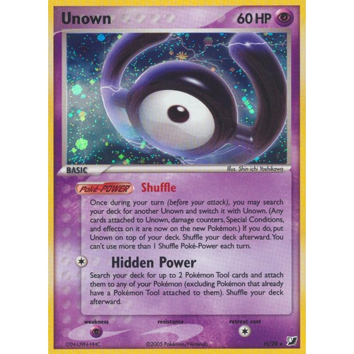 Unown H H/28 EX Unseen Forces Unown Collection Holo Rare Pokemon Card NEAR MINT TCG