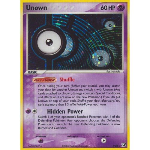 Unown I I/28 EX Unseen Forces Unown Collection Holo Rare Pokemon Card NEAR MINT TCG