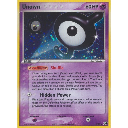 Unown J J/28 EX Unseen Forces Unown Collection Holo Rare Pokemon Card NEAR MINT TCG