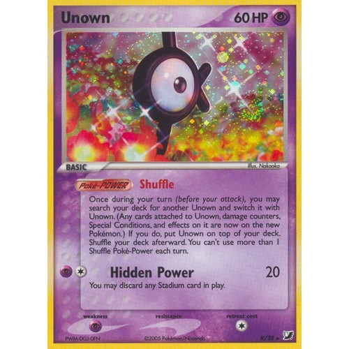 Unown K K/28 EX Unseen Forces Unown Collection Holo Rare Pokemon Card NEAR MINT TCG