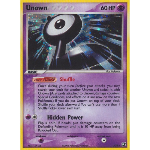 Unown L L/28 EX Unseen Forces Unown Collection Holo Rare Pokemon Card NEAR MINT TCG