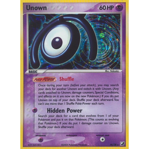 Unown M M/28 EX Unseen Forces Unown Collection Holo Rare Pokemon Card NEAR MINT TCG