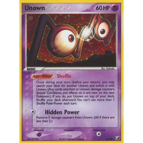 Unown N N/28 EX Unseen Forces Unown Collection Holo Rare Pokemon Card NEAR MINT TCG