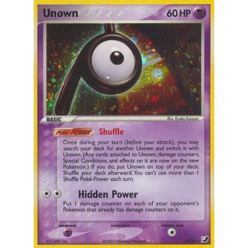 Unown P P/28 EX Unseen Forces Unown Collection Holo Rare Pokemon Card NEAR MINT TCG